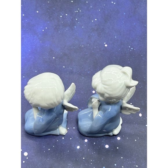 Lefton Porcelain Praying Angels Boy & Girl 4" Figurines Christmas Vintage - Picture 6 of 8